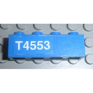 blue brick 1 x 4 with white t4553 left pattern sticker - set 4553