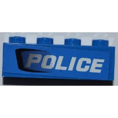 blue brick 1 x 4 with black air intake and white police pattern model left side sticker - set 7970