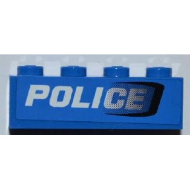 blue brick 1 x 4 with black air intake and white police pattern model right side sticker - set 7970