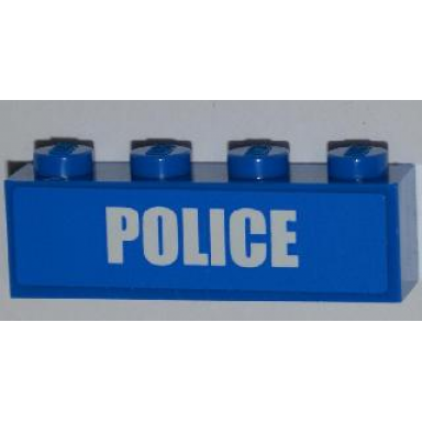 blue brick 1 x 4 with white police bold narrow font on blue background pattern sticker - set 4441