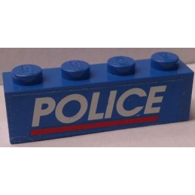 blue brick 1 x 4 with white police red line on blue background pattern sticker - set 3314