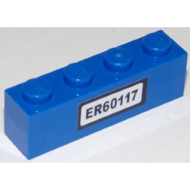 blue brick 1 x 4 with black er60117 pattern sticker - set 60117