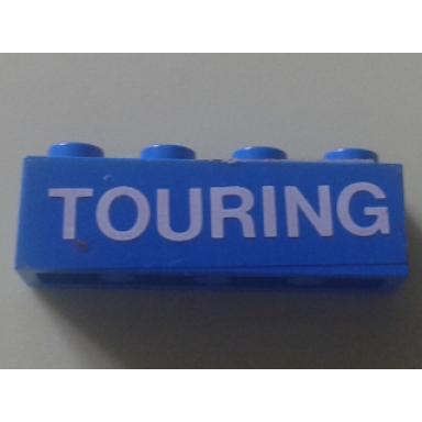 blue brick 1 x 4 with white touring pattern sticker - set 1589-2