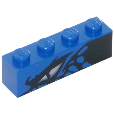 blue brick 1 x 4 with dragon eye and scales pattern model left side