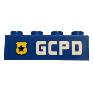 blue brick 1 x 4 with yellow badge with black star and gcpd pattern model left side sticker - set 76120