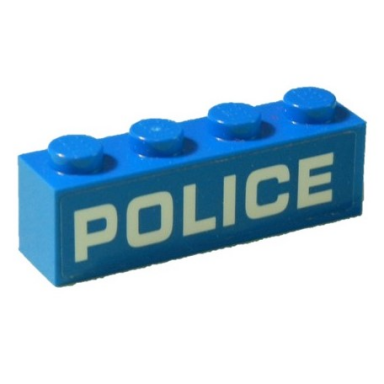 blue brick 1 x 4 with white police bold and wide font pattern sticker - set 60239