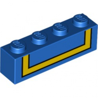 blue brick 1 x 4 with black outlined yellow stripe pattern brickheadz donald duck torso back