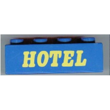 blue duplo brick 2 x 4 with hotel text pattern