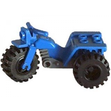 blue tricycle with dark gray chassis and black wheels - one piece rear wheels tires