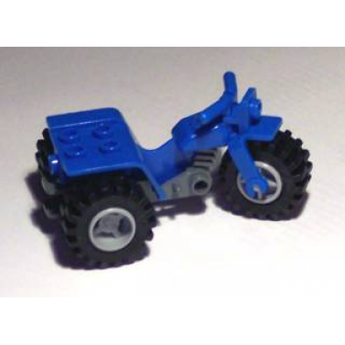 blue tricycle with dark bluish gray chassis and light bluish gray wheels - notched holes on rear wheels