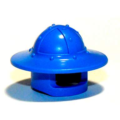 blue minifigure headgear helmet castle with chin guard and broad brim