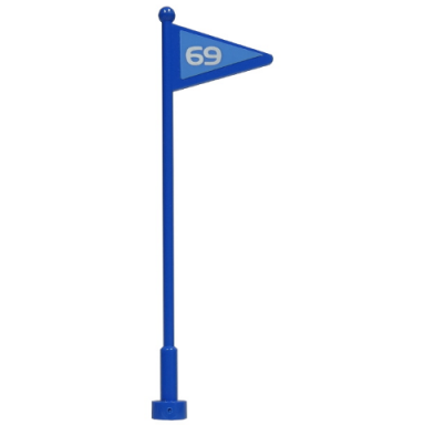 blue flag on antenna whip with 69 pattern stickers - set 6586