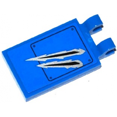 blue tile modified 2 x 3 with 2 clips with hatch and 2 claw scratch marks pattern sticker - set 75918