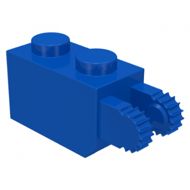 blue hinge brick 1 x 2 locking with 2 fingers vertical end
