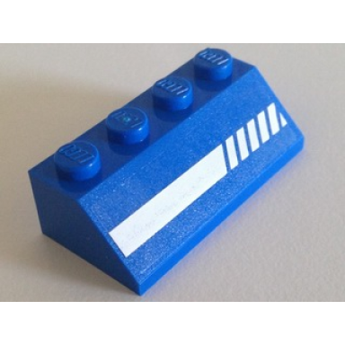 blue slope 45 2 x 4 with white thick broken line pattern model left side sticker - set 70816
