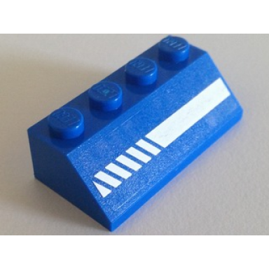 blue slope 45 2 x 4 with white thick broken line pattern model right side sticker - set 70816