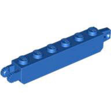 blue hinge brick 1 x 6 locking with 1 finger vertical end and 2 fingers vertical end