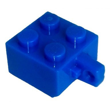 blue hinge brick 2 x 2 locking with 1 finger vertical without axle hole