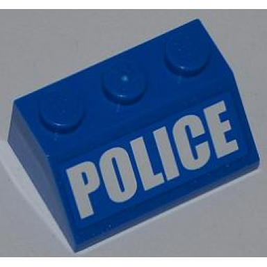 blue slope 45 2 x 3 with white police bold narrow font on blue background pattern sticker - set 4440