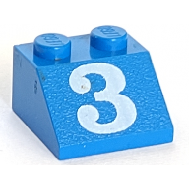 blue slope 45 2 x 2 with white number 3 pattern