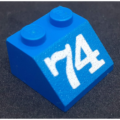 blue slope 45 2 x 2 with white 74 pattern