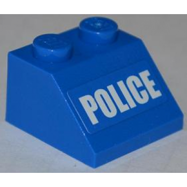 blue slope 45 2 x 2 with white police bold narrow font on blue background pattern sticker - set 4205