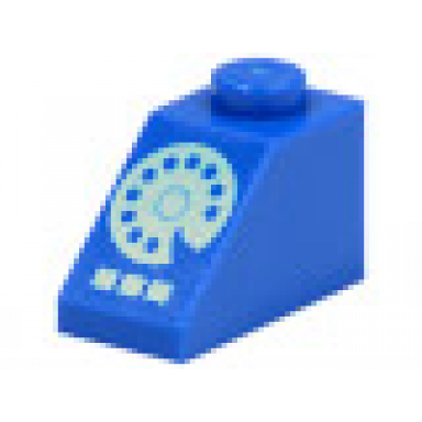 blue slope 45 2 x 1 with white rotary phone dial and buttons pattern
