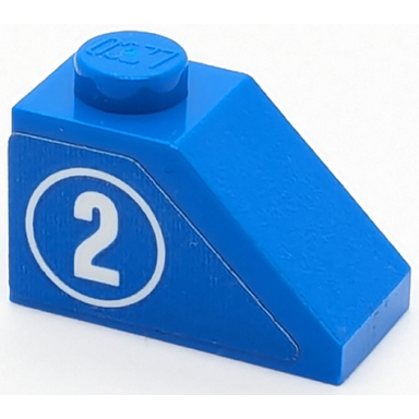 blue slope 45 2 x 1 with white number 2 in circle pattern model left side sticker - set 40347