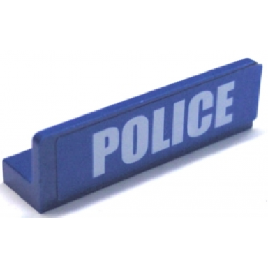 blue panel 1 x 4 x 1 with white police bold narrow font large on blue background pattern sticker - sets 3648 3661 7498 7744
