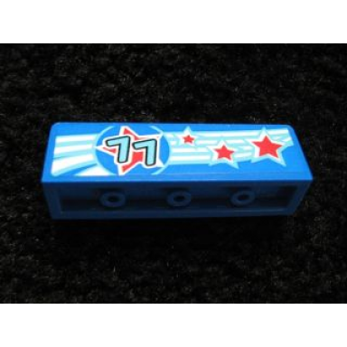 blue panel 1 x 4 x 1 with red stars medium azure 77 white stripes pattern model left side sticker - set 9094