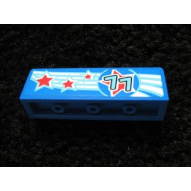 blue panel 1 x 4 x 1 with red stars medium azure 77 white stripes pattern model right side sticker - set 9094
