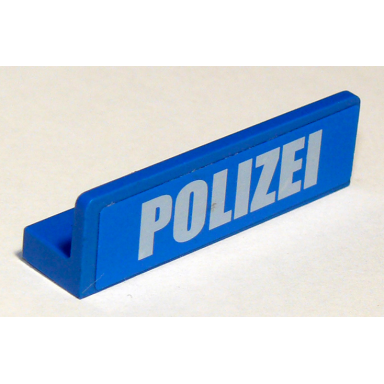 blue panel 1 x 4 x 1 with white polizei bold narrow font pattern sticker - set 7744