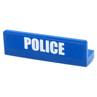 blue panel 1 x 4 x 1 with white police bold narrow font small on blue background pattern sticker - set 4436