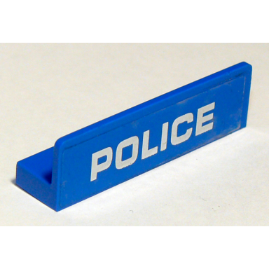 blue panel 1 x 4 x 1 with white police thin font on blue background pattern sticker - set 60175