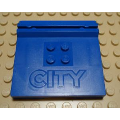 blue tile modified 6 x 6 x 2 3 with 4 studs and debossed city logo