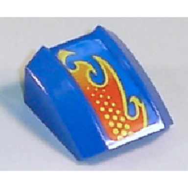 blue slope curved 2 x 2 lip with flame pattern model right sticker - set 8668