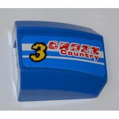 blue slope curved 2 x 2 lip with yellow number 3 crozz country and 2 white lines pattern model right side sticker - set 8126