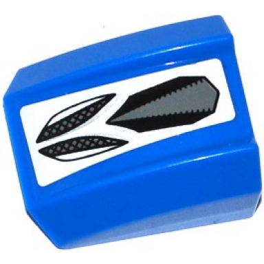 blue slope curved 2 x 2 lip with air intakes grille guards and black and dbg octagon on white background pattern sticker - set 75920