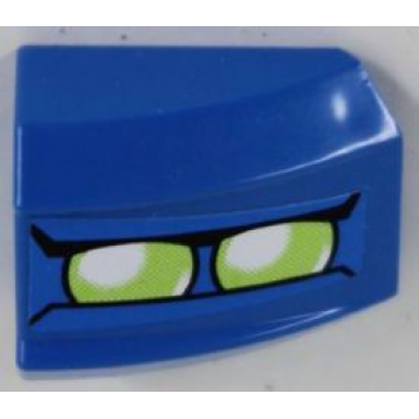 blue slope curved 2 x 2 lip with lime double headlights pattern model left side sticker - set 8118