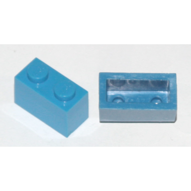 blue brick 1 x 2 without bottom tube