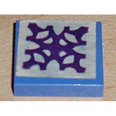 blue tile 2 x 2 without groove with geometric 4 point pattern sticker - set 261-4