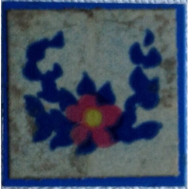 blue tile 2 x 2 without groove with flower and blue leaves pattern sticker - set 270-2
