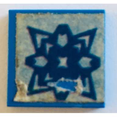 blue tile 2 x 2 without groove with blue geometric pattern sticker - set 261-4