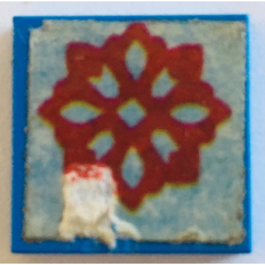 blue tile 2 x 2 without groove with red geometric pattern sticker - set 261-4