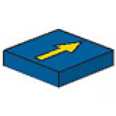 blue tile 2 x 2 with arrow thin yellow with black border pattern