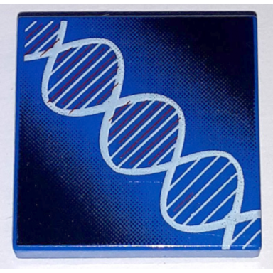 blue tile 2 x 2 with dna double-helix pattern