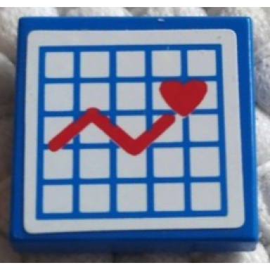 tile 2 x 2 with hospital graph with heart pattern sticker - sets 5874 5875 5876