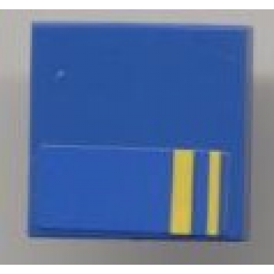 blue tile 2 x 2 with 2 half yellow stripes pattern sticker - set 8124