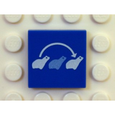 blue tile 2 x 2 with 3 frogs and curved arrow leap frog pattern