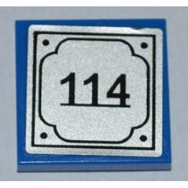 blue tile 2 x 2 with 114 on silver background pattern sticker - set 8403